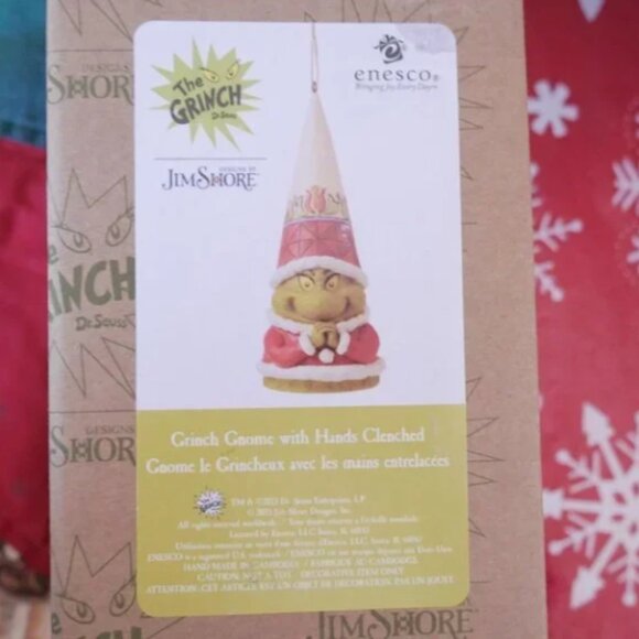 Jim Shore Grinch Gnome with Hands Clenched Ornament Christmas 2023 New 6012710 - Picture 7 of 8